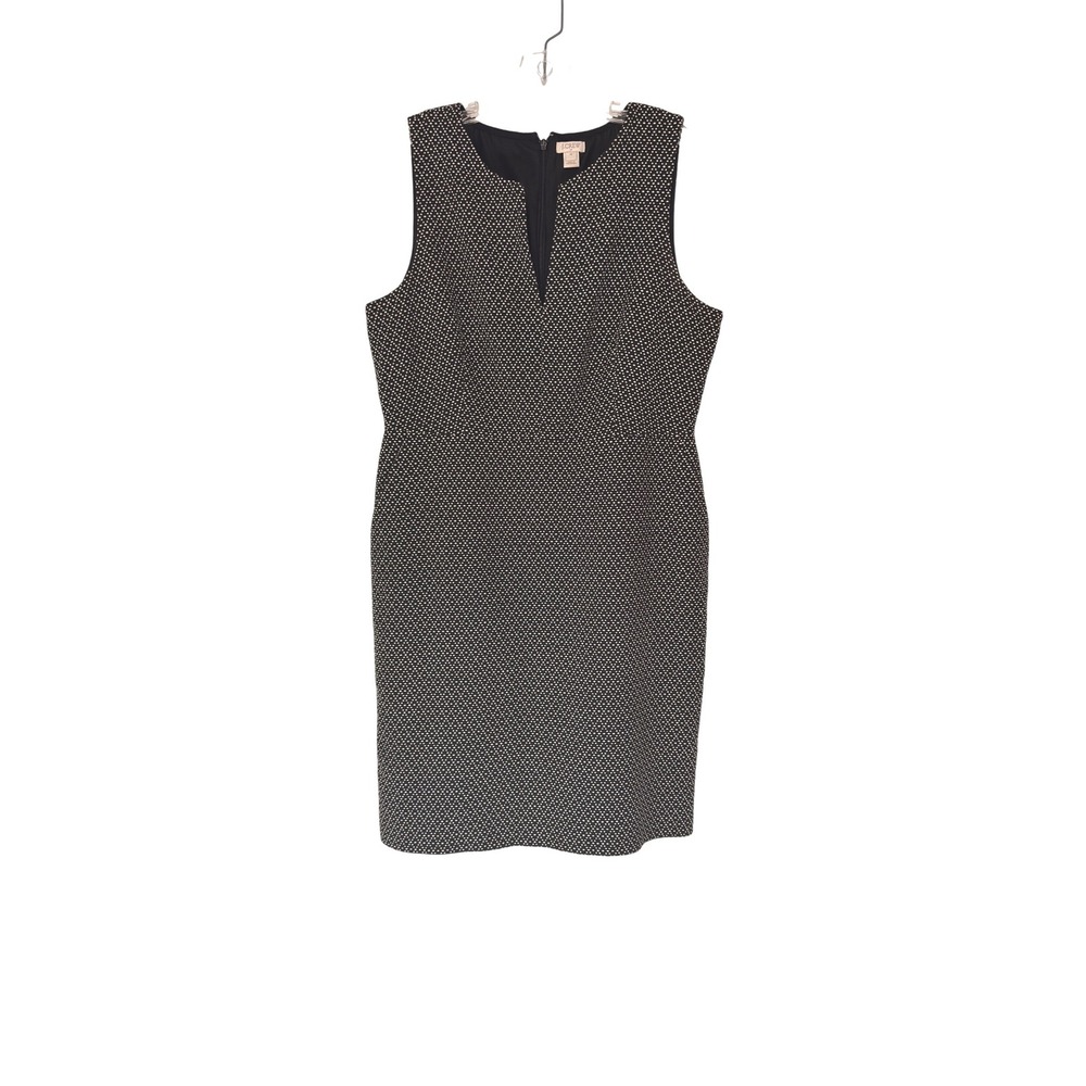 J.Crew Polka‎ Dot Split Neck Dress Sleeveless Sheath V-Neck Office Work Size 14